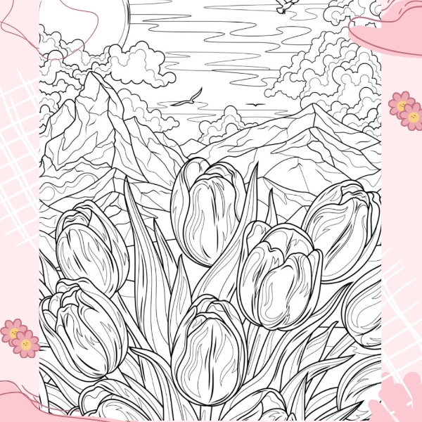 tranh tô màu hoa tulip 45