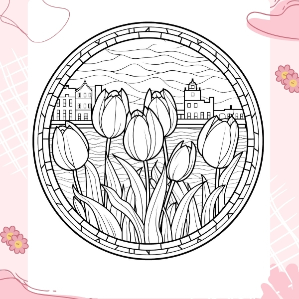 tranh tô màu hoa tulip 50