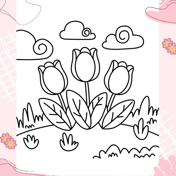 tranh tô màu hoa tulip 58