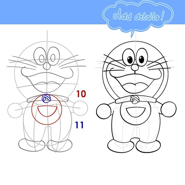 Cách vẽ Doraemon đơn giản 4