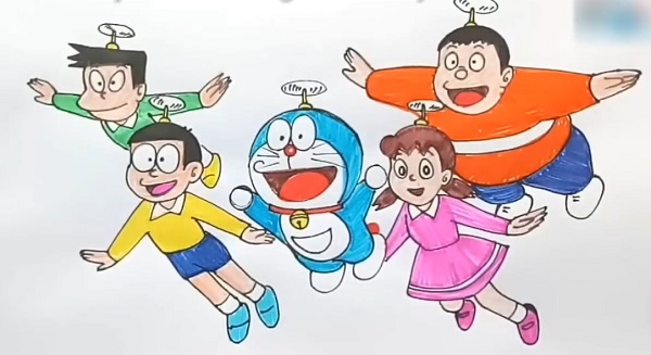 Hướng dẫn cách vẽ Doraemon và đồng bọn 4