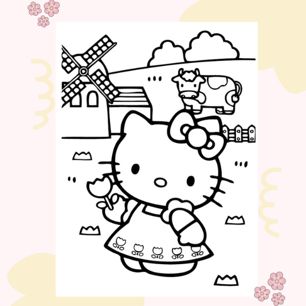 In tranh tô màu Hello Kitty siêu dễ thương