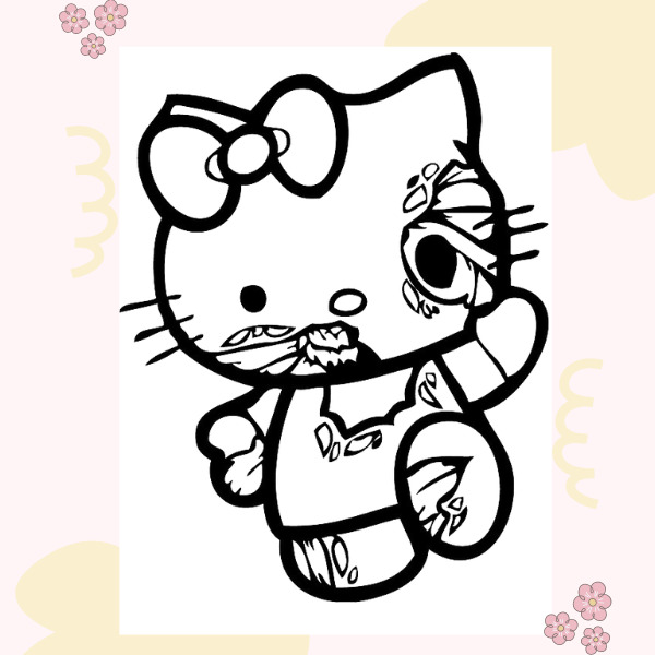 In tranh tô màu Hello Kitty siêu dễ thương