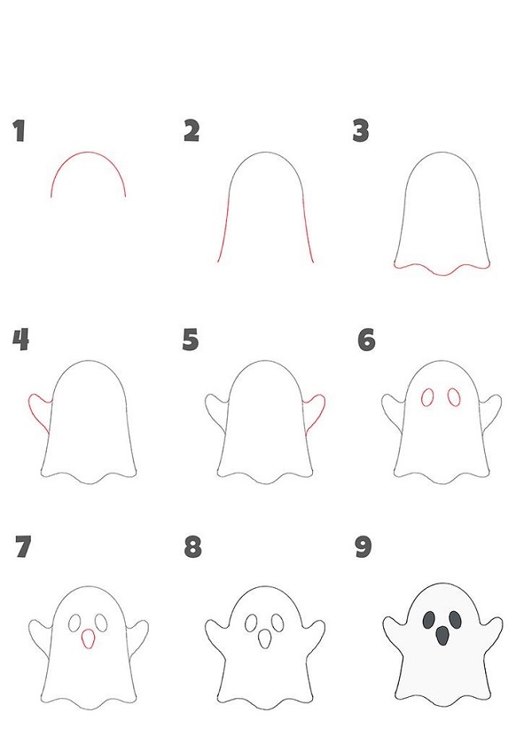 Một số cách vẽ con ma Halloween độc đáo và ấn tượng 6