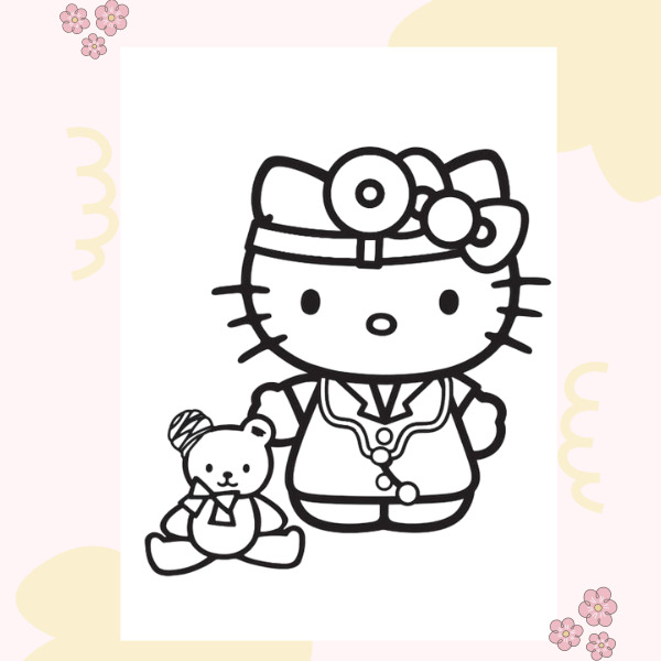 Tranh tô màu cho bé Hello Kitty