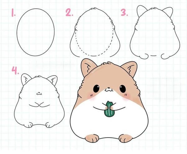 cách vẽ chuột hamster dễ thương​ 7