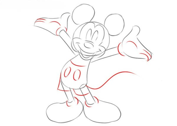 cách vẽ chuột mickey​ 6