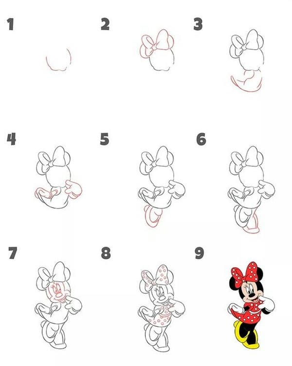 cách vẽ chuột mickey​ 9