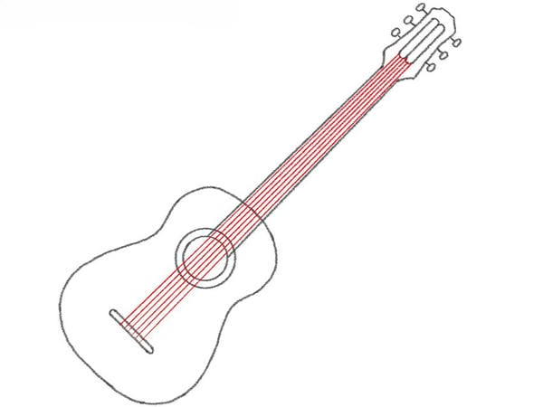 cách vẽ đàn guitar​ 6