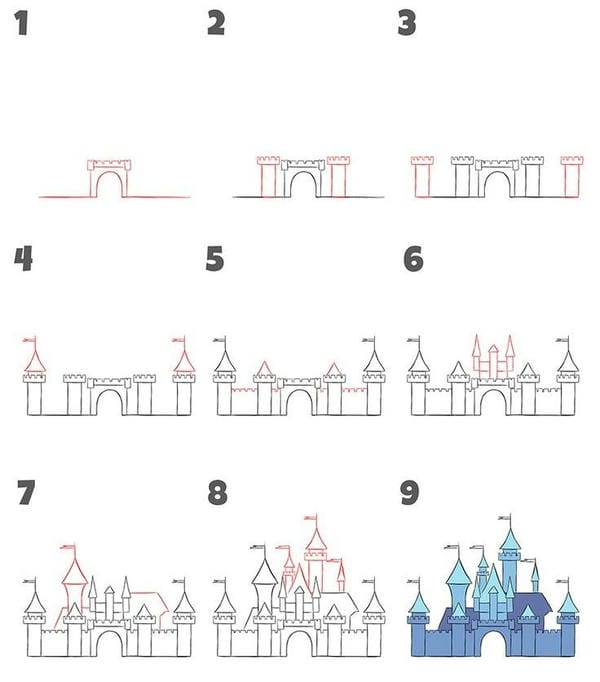 cách vẽ lâu đài​ 13