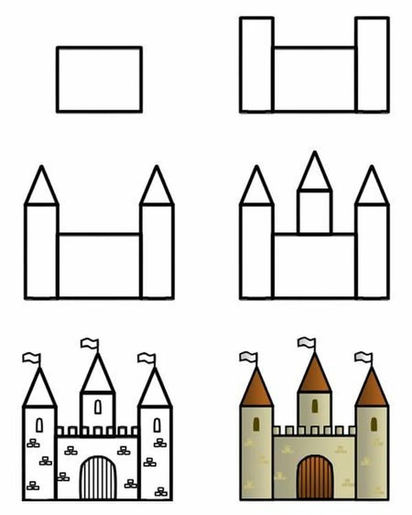 cách vẽ lâu đài​ 14