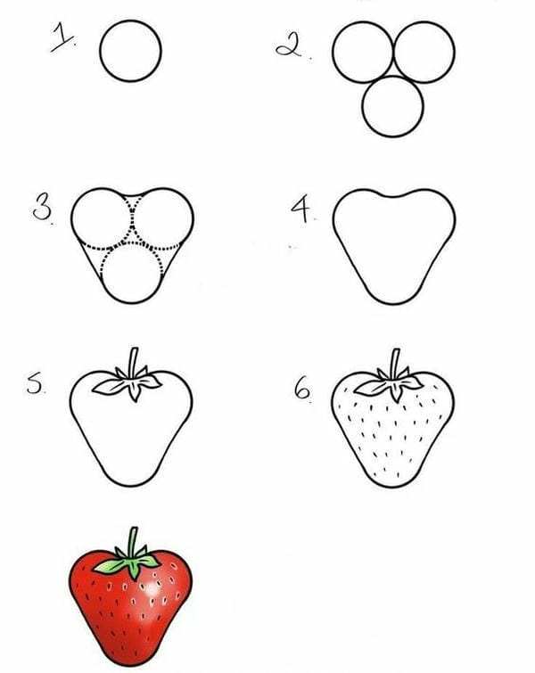 cách vẽ quả dâu tây dễ thương​ 2