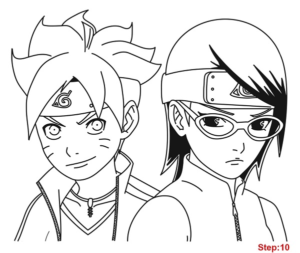 Cách vẽ Sarada chuẩn phong cách Naruto 10