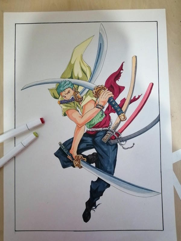 cách vẽ zoro one piece 9