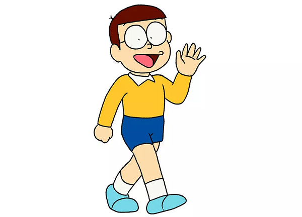 Hướng dẫn cách vẽ hình Nobita chuẩn từ nét đến màu 12
