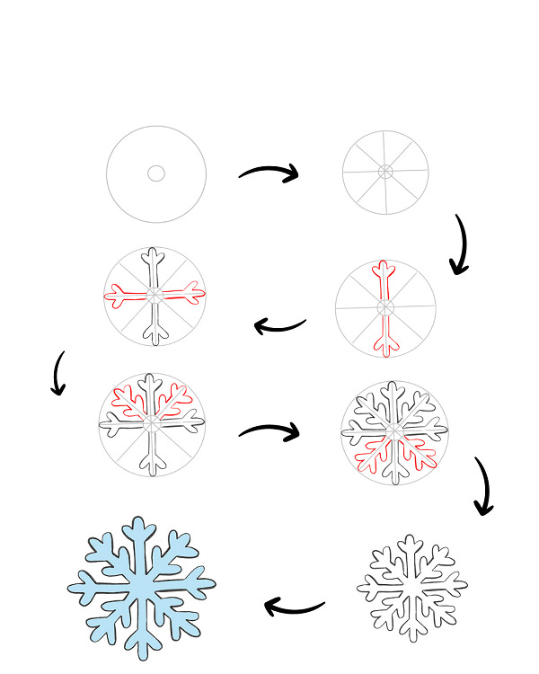 Hướng dẫn từng bước vẽ bông tuyết tinh xảo nhất