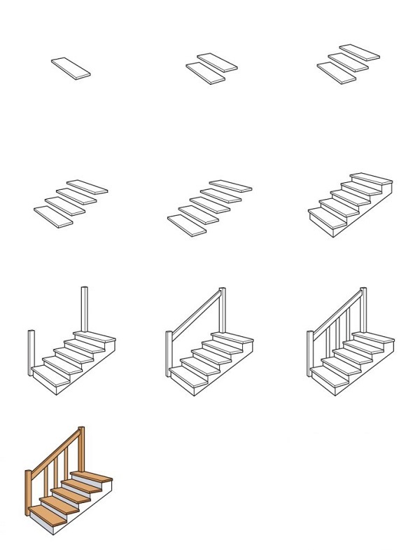 Hướng dẫn vẽ cầu thang đơn giản cho người mới bắt đầu