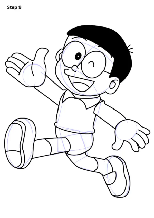 Hướng dẫn vẽ Nobita siêu dễ cho người mới bắt đầu 9