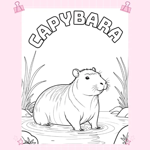 tranh tô màu capybara 3