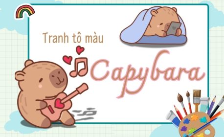 Top 30+ Tranh tô màu capybara đáng yêu và vô tri nhất cho bé