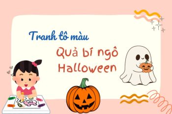 BTS tranh tô màu quả bí ngô Halloween siêu cute cho bé yêu