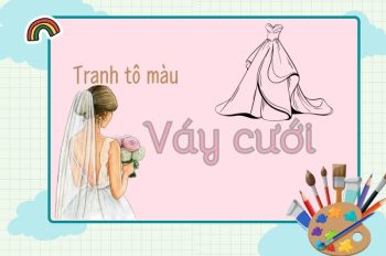 90 Bức tranh tô màu váy cưới đẹp như cổ tích bé sẽ yêu thích