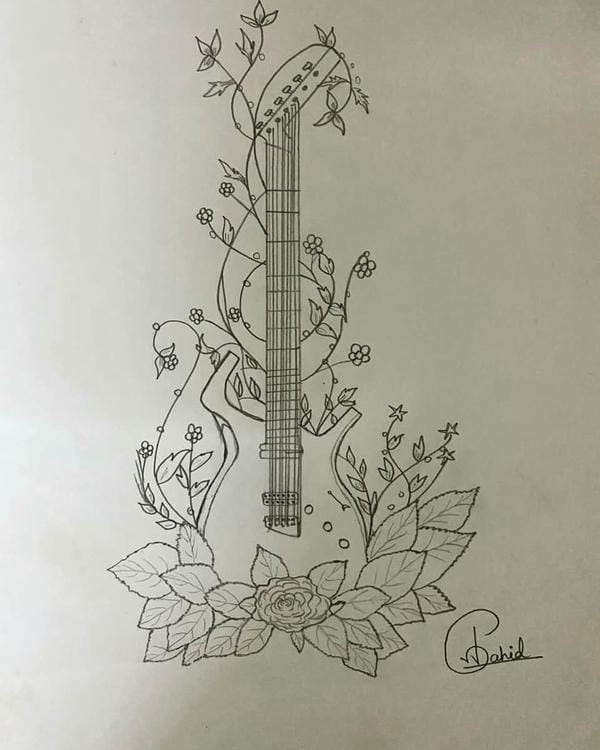 vẽ cây đàn guitar​