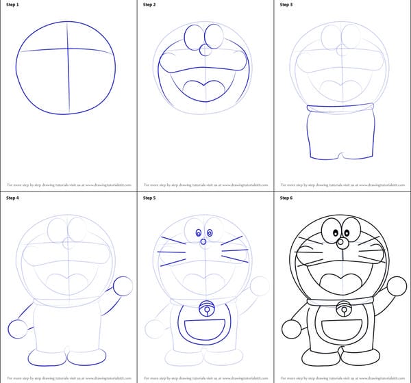 vẽ doraemon đơn giản​ 8