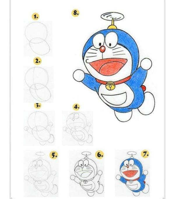 vẽ doraemon đơn giản​ 9