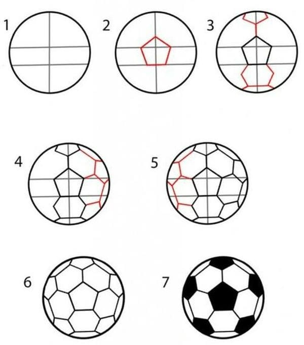 vẽ quả bóng đá 5