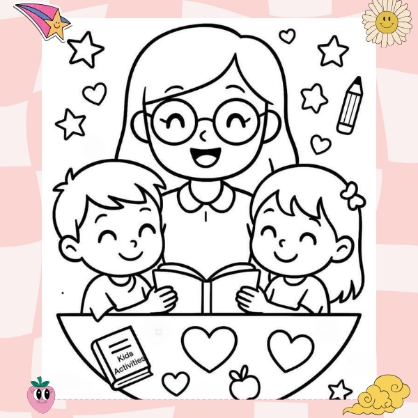 tranh tô màu cô giáo 1