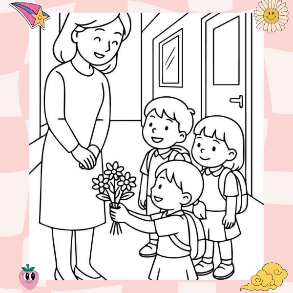 tranh tô màu cô giáo 15