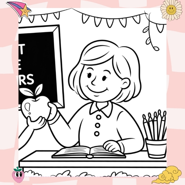 tranh tô màu cô giáo 7