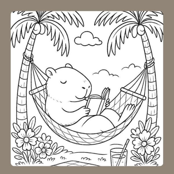 tranh tô màu capybara 61