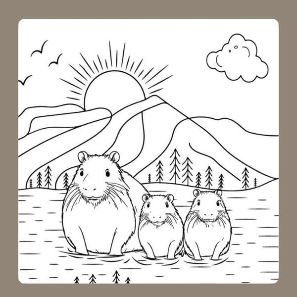 tranh tô màu capybara 62