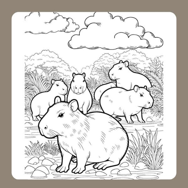 tranh tô màu capybara 64