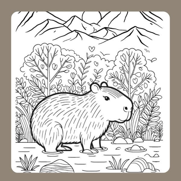 tranh tô màu capybara 65