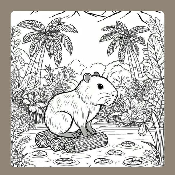 tranh tô màu capybara 66