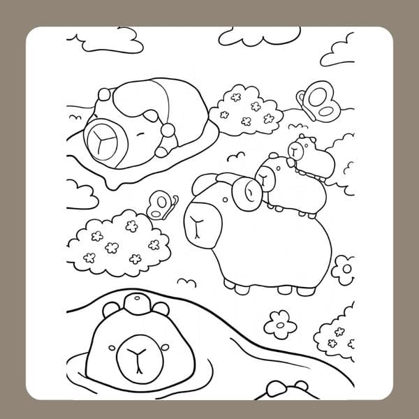 tranh tô màu capybara 69