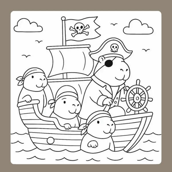 tranh tô màu capybara 73