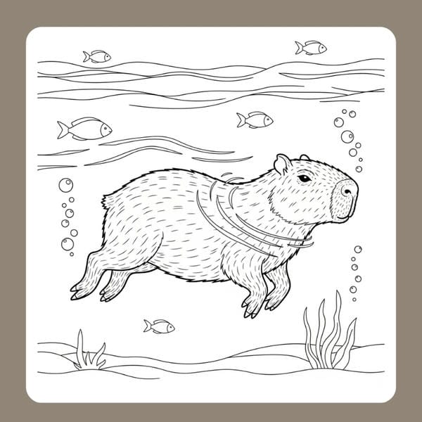 tranh tô màu capybara 89