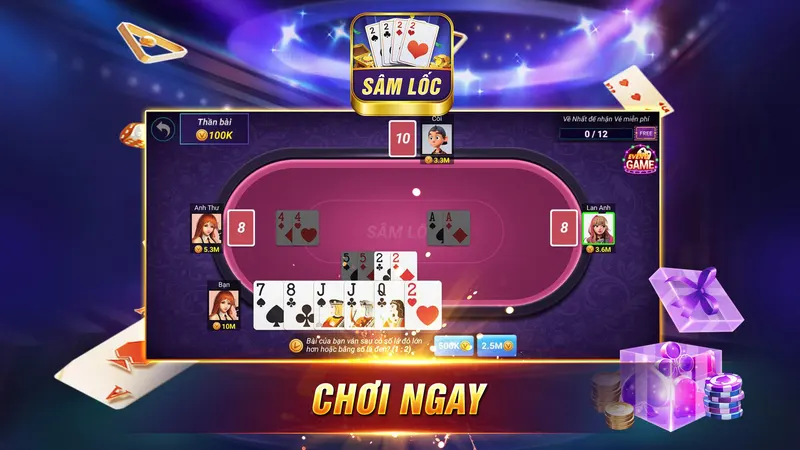 Bàn chơi sâm lốc 11BET với các lá bài chốt chuẩn xác.