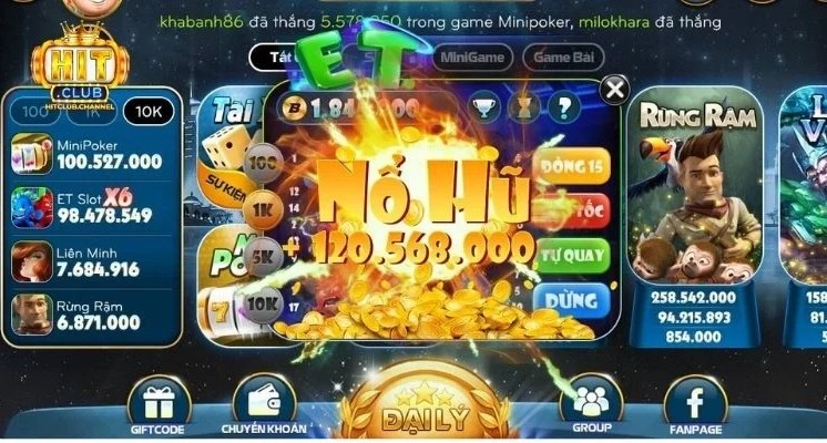 Những tựa game có tỷ lệ nổ hũ cao nhất trên Hitclub
