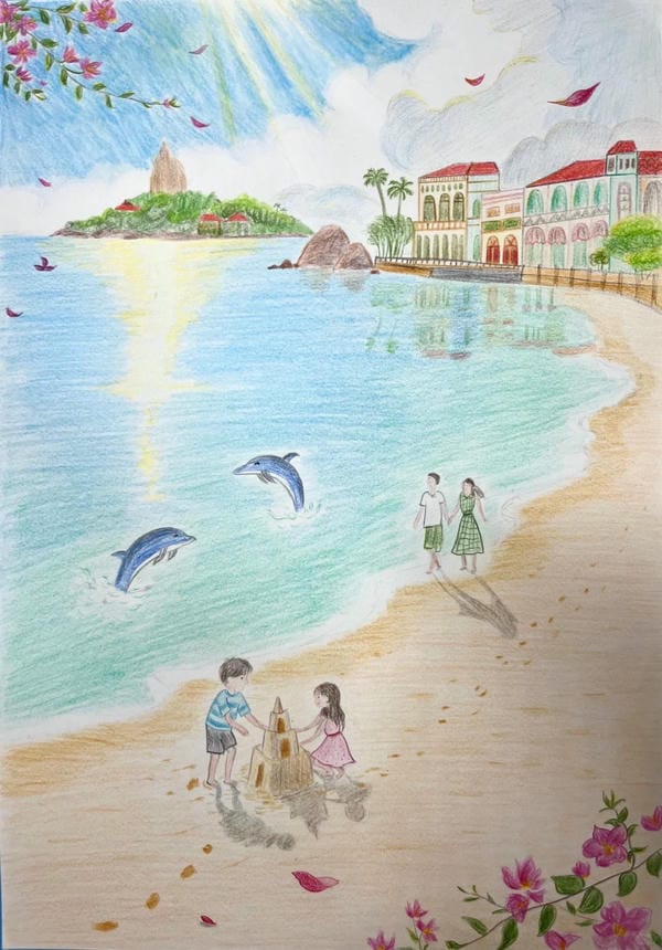 tranh phong cảnh biển đơn giản dễ vẽ