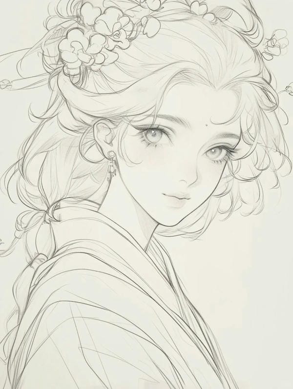 tranh vẽ anime cổ trang