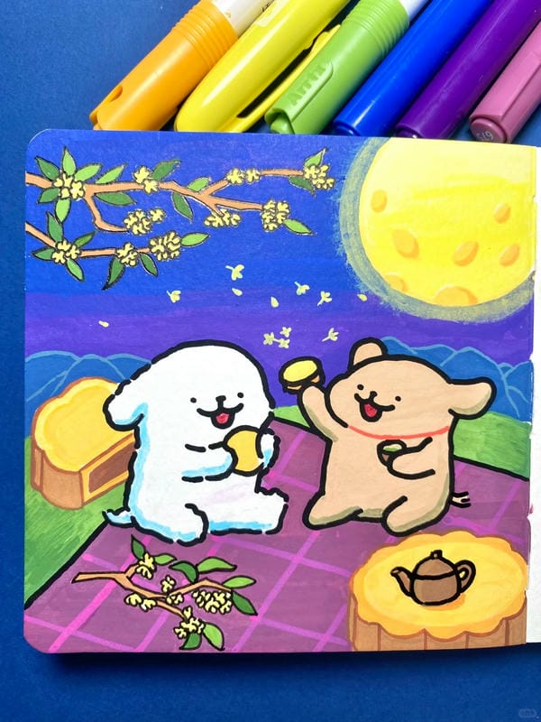 tranh vẽ lễ hội trung thu