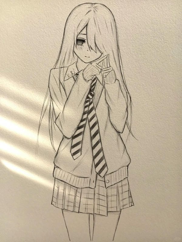 vẽ tranh anime nữ bằng bút chì 1