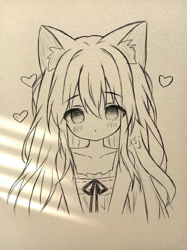 vẽ tranh anime nữ bằng bút chì 12