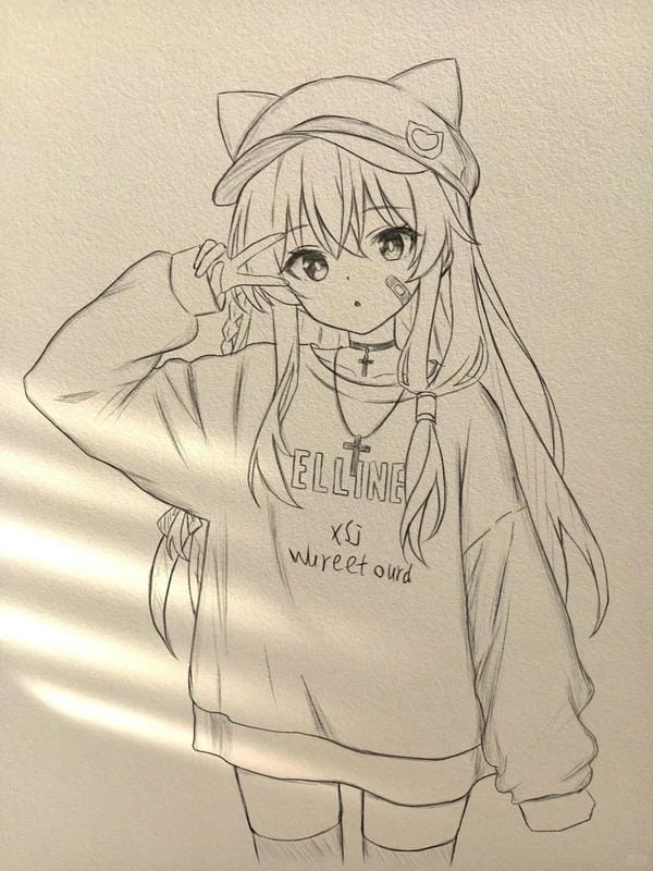vẽ tranh anime nữ bằng bút chì 13