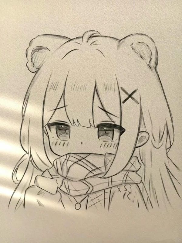 vẽ tranh anime nữ bằng bút chì 14